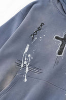 Hand-Painted Splatter Hoodie - Blue