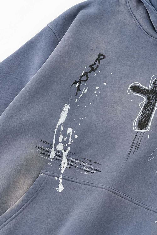 Hand-Painted Splatter Hoodie - Blue