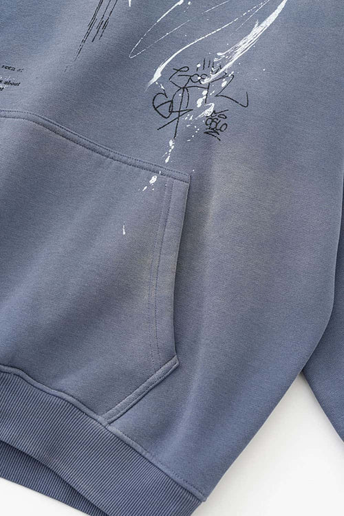 Hand-Painted Splatter Hoodie - Blue