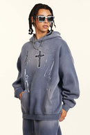 Hand-Painted Splatter Hoodie - Blue