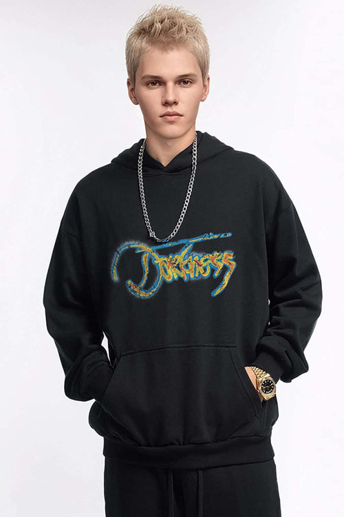 Premium Thermal Graphic Pullover Hoodie - Black