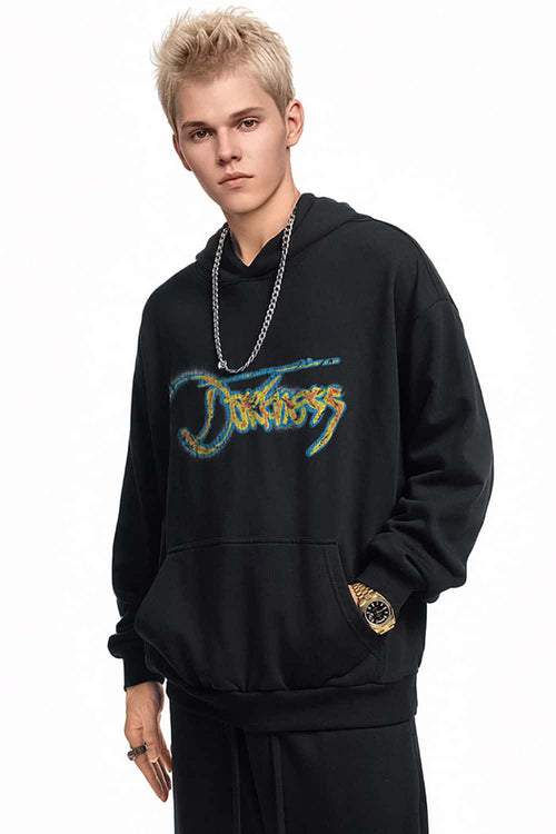 Premium Thermal Graphic Pullover Hoodie - Black