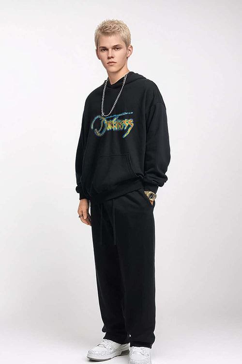 Premium Thermal Graphic Pullover Hoodie - Black