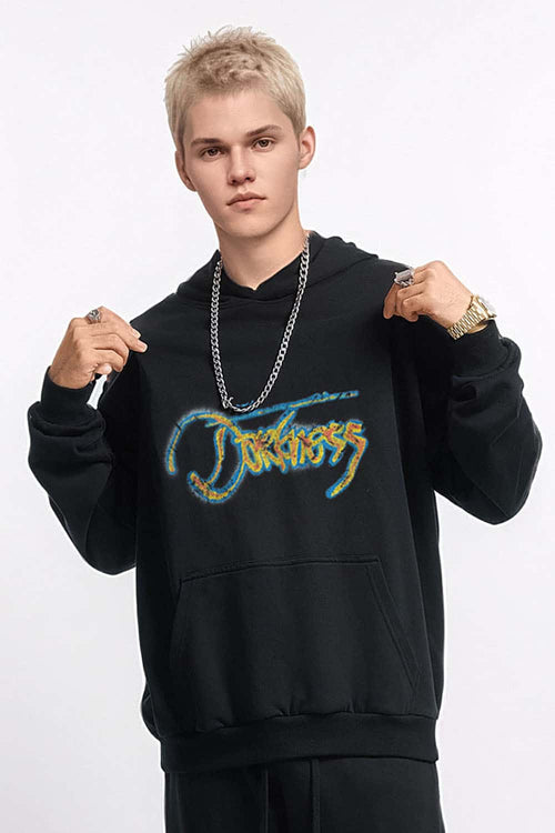 Premium Thermal Graphic Pullover Hoodie - Black