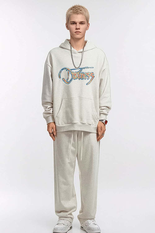 Premium Thermal Graphic Pullover Hoodie - Oat Gray