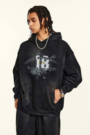 Gradient Typography Graphic Hoodie - Black