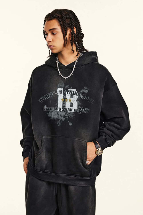 Gradient Typography Graphic Hoodie - Black