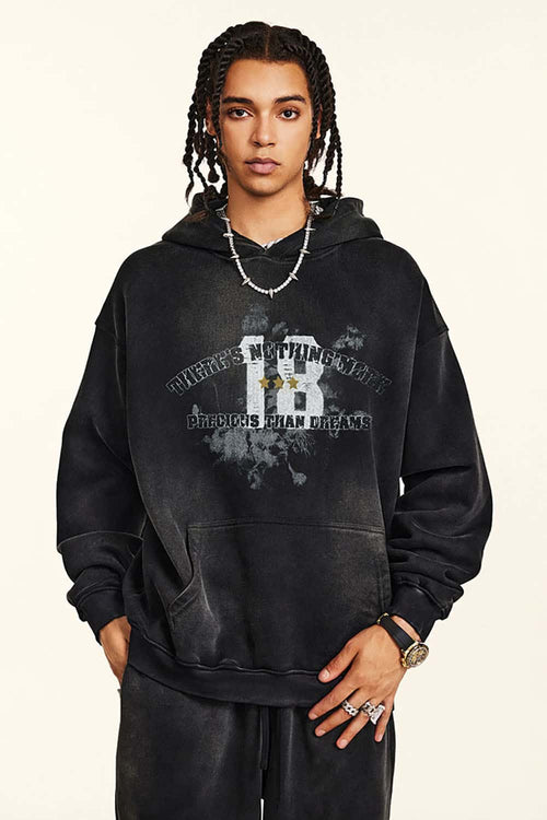 Gradient Typography Graphic Hoodie - Black