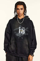 Gradient Typography Graphic Hoodie - Black