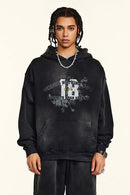 Gradient Typography Graphic Hoodie - Black
