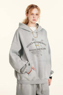 Gradient Typography Graphic Hoodie - Light Gray