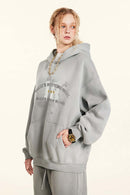 Gradient Typography Graphic Hoodie - Light Gray