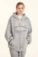 Gradient Typography Graphic Hoodie - Light Gray