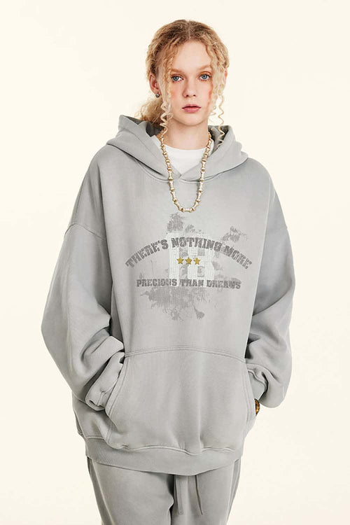 Gradient Typography Graphic Hoodie - Light Gray