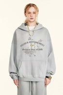 Gradient Typography Graphic Hoodie - Light Gray