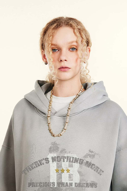 Gradient Typography Graphic Hoodie - Light Gray