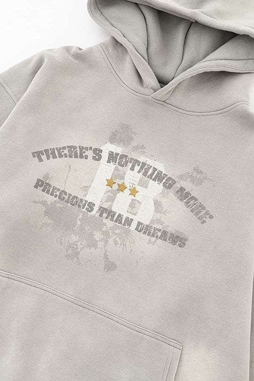 Gradient Typography Graphic Hoodie - Light Gray