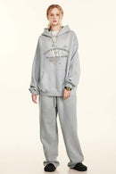 Gradient Typography Graphic Hoodie - Light Gray
