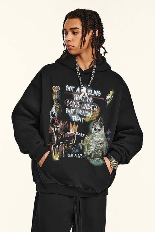 Halloween Graffiti Heavyweight Hoodie - Black