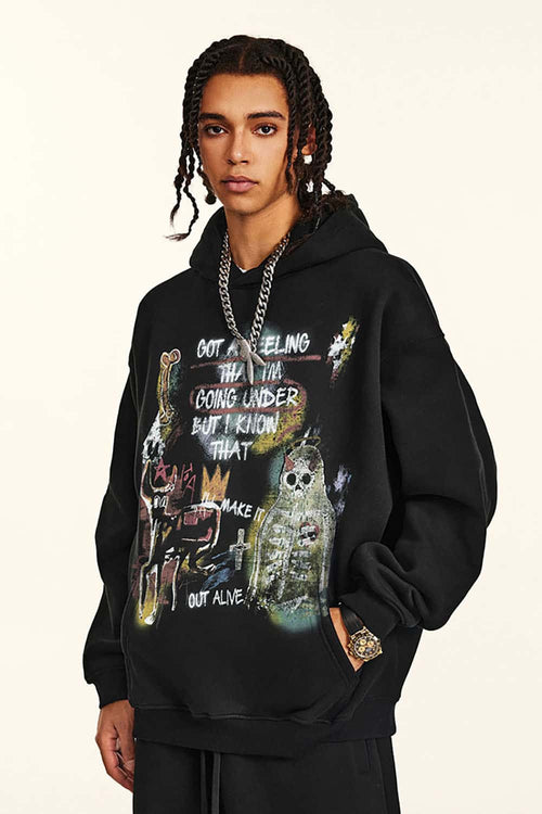 Halloween Graffiti Heavyweight Hoodie - Black