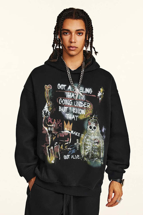 Halloween Graffiti Heavyweight Hoodie - Black