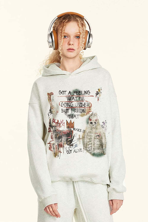 Halloween Graffiti Heavyweight Hoodie - Oat Gray