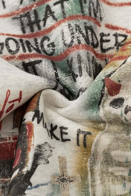 Halloween Graffiti Heavyweight Hoodie - Oat Gray