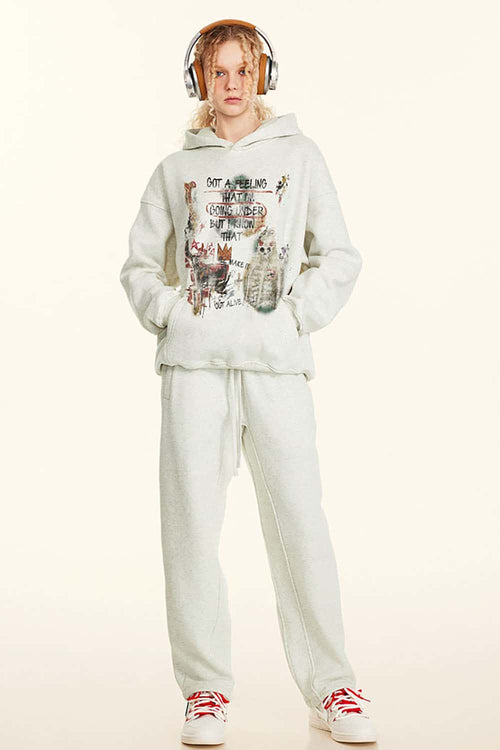 Halloween Graffiti Heavyweight Hoodie - Oat Gray