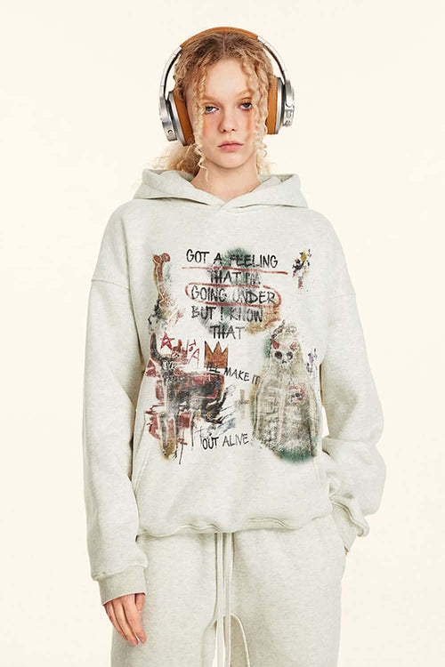Halloween Graffiti Heavyweight Hoodie - Oat Gray