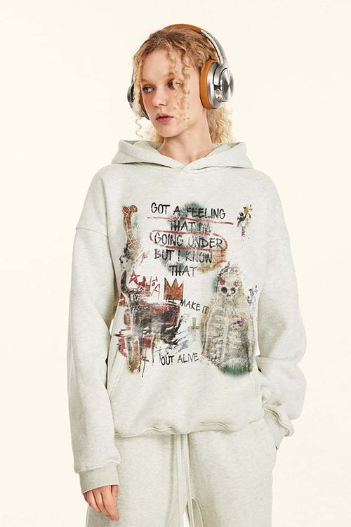 Halloween Graffiti Heavyweight Hoodie - Oat Gray