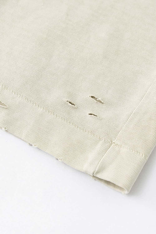 Distressed Vintage Sleeveless Cotton Vest - Gray Apricot
