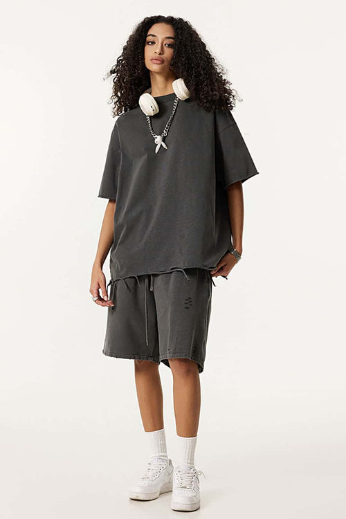 Distressed Heavyweight Street Tee - Dark Gray