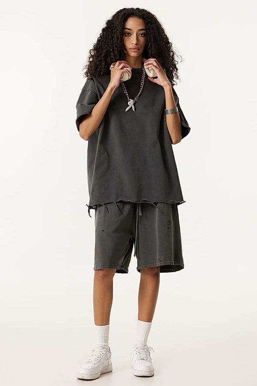 Distressed Heavyweight Street Tee - Dark Gray