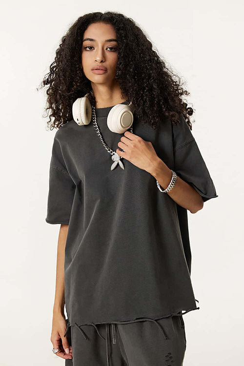 Distressed Heavyweight Street Tee - Dark Gray