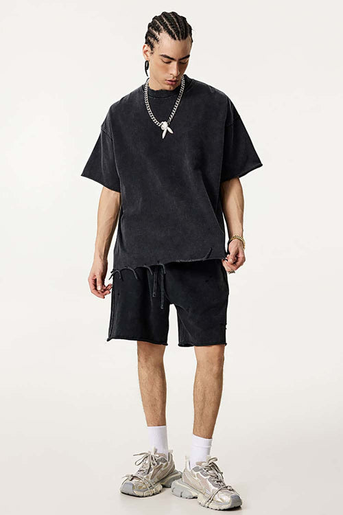 Distressed Heavyweight Street Tee - Slate Black