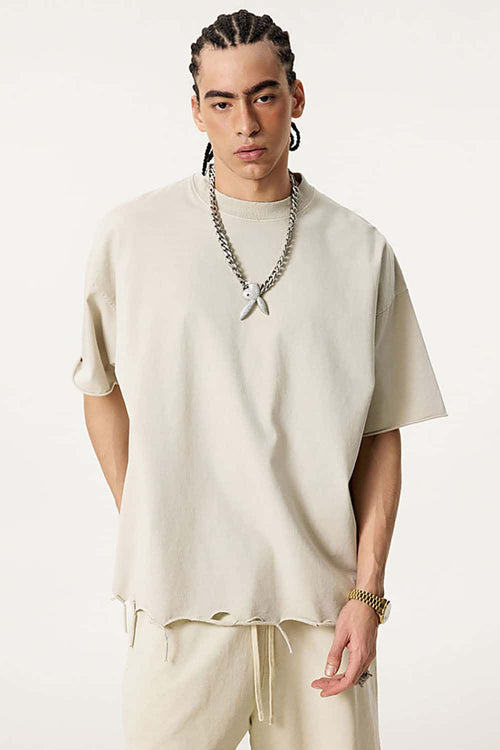 Distressed Heavyweight Street Tee - Slate Rice