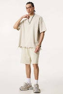 Distressed Heavyweight Street Tee - Slate Rice