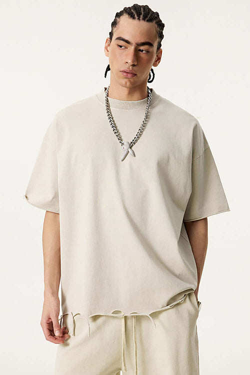 Distressed Heavyweight Street Tee - Slate Rice