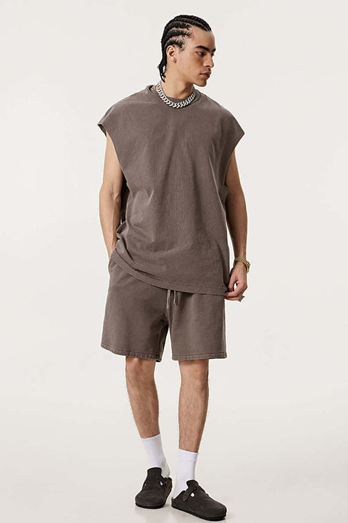 Unisex Loose-Fit Athletic Muscle Tank - Coffee