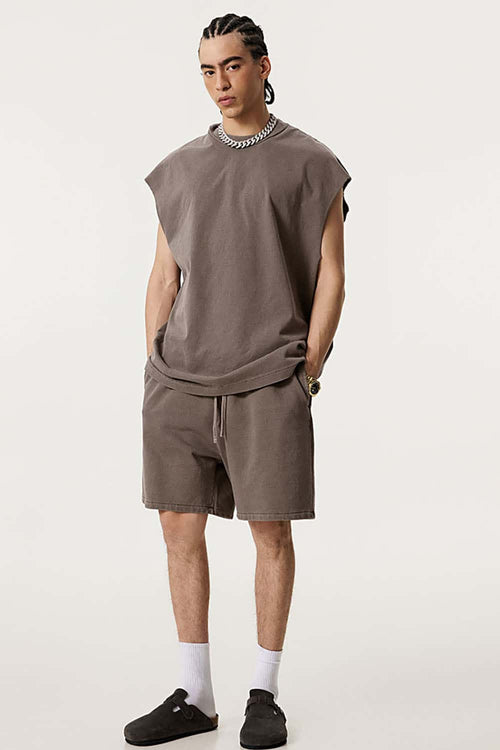Unisex Loose-Fit Athletic Muscle Tank - Coffee