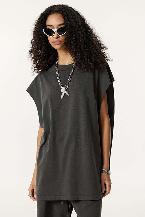 Unisex Loose-Fit Athletic Muscle Tank - Dark Gray