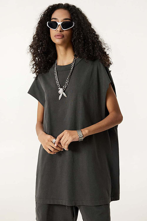 Unisex Loose-Fit Athletic Muscle Tank - Dark Gray