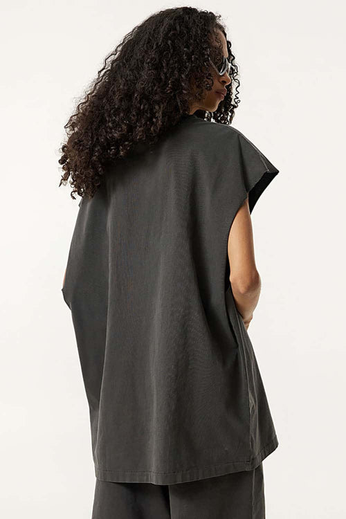 Unisex Loose-Fit Athletic Muscle Tank - Dark Gray