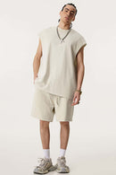 Unisex Loose-Fit Athletic Muscle Tank - Gray Apricot