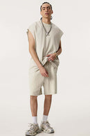 Unisex Loose-Fit Athletic Muscle Tank - Gray Apricot