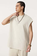 Unisex Loose-Fit Athletic Muscle Tank - Gray Apricot