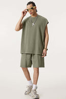Unisex Loose-Fit Athletic Muscle Tank - Grayish Green