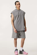 Unisex Loose-Fit Athletic Muscle Tank - Medium Gray