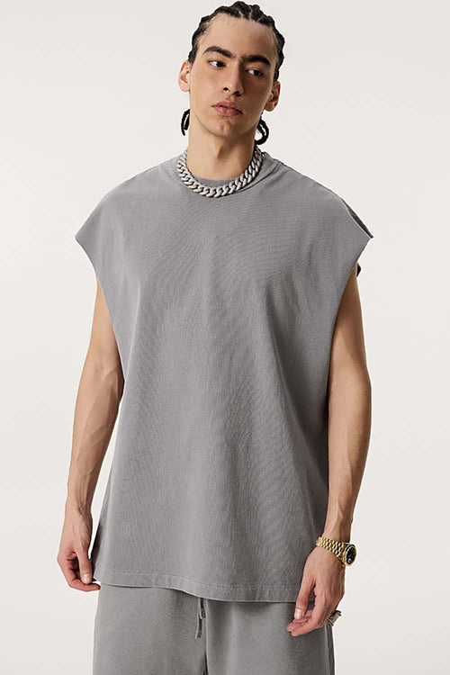 Unisex Loose-Fit Athletic Muscle Tank - Medium Gray
