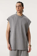 Unisex Loose-Fit Athletic Muscle Tank - Medium Gray